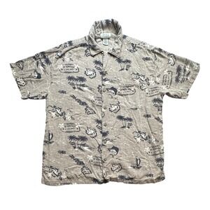 Vintage Hunt Club Shirt Mens Large Brown Hawaii Aloha Rayon Button Up 2000s